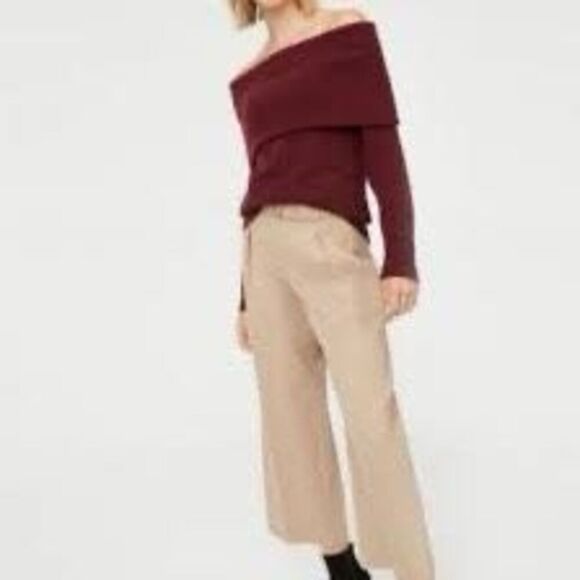Club Monaco Off The Shoulder Burgundy Wool Blend Sweater Size Large - Picture 9 of 9